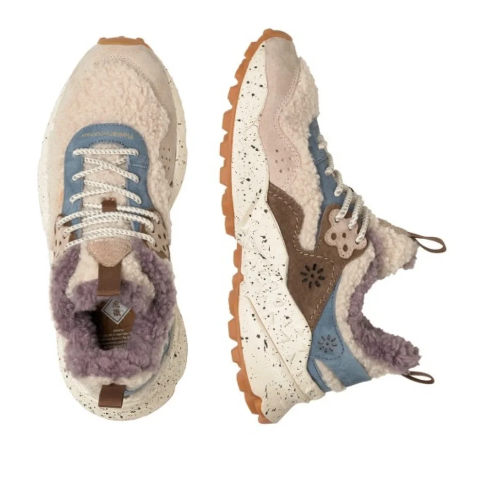 Flower Mountain KOTETSU Shearling and Suede Sneakers in Dove grey-Beige - Picture 4 of 16